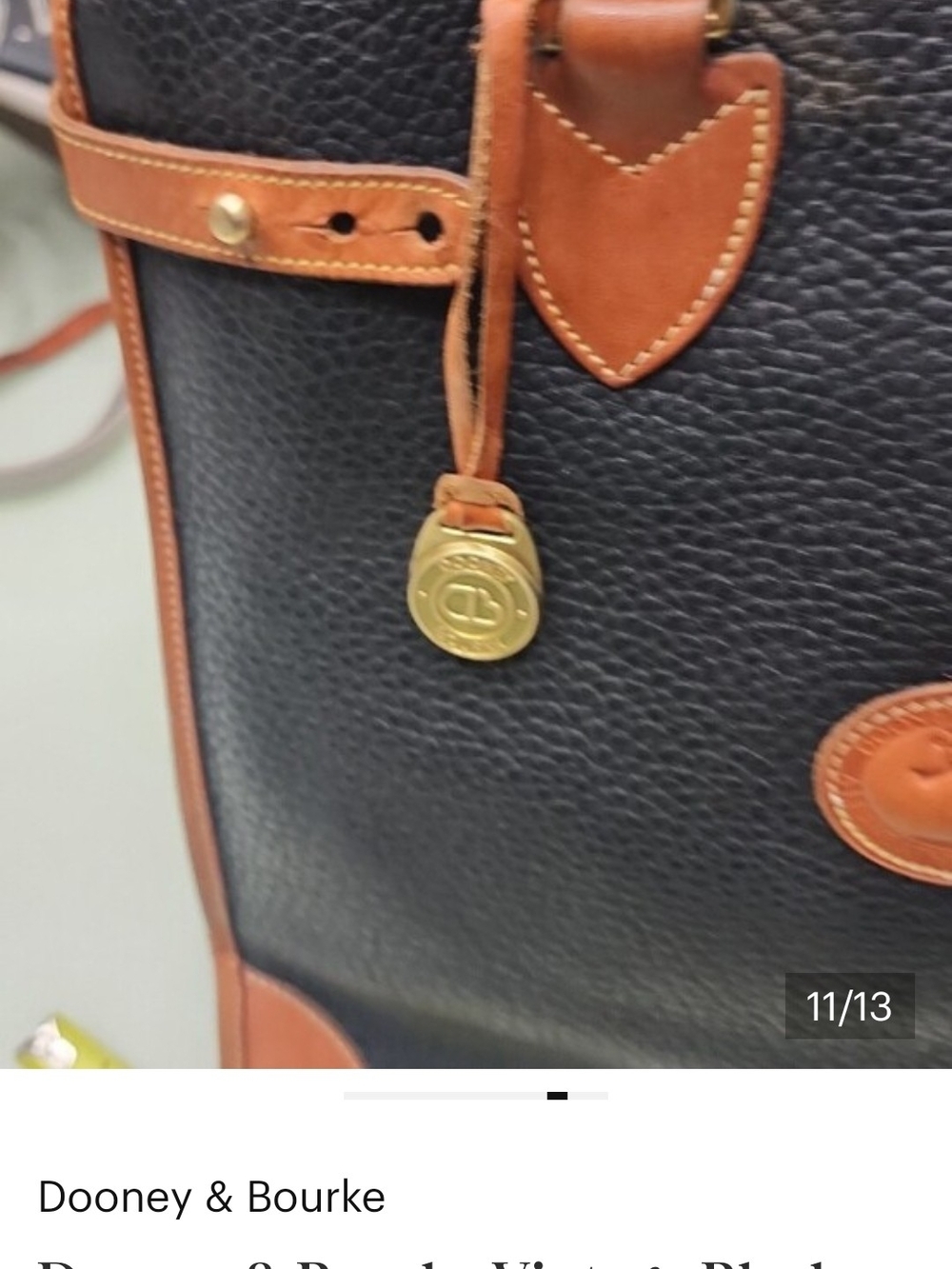 Dooney & Bourke Black with Brown Trim Leather Satchel - Picture 4 of 8